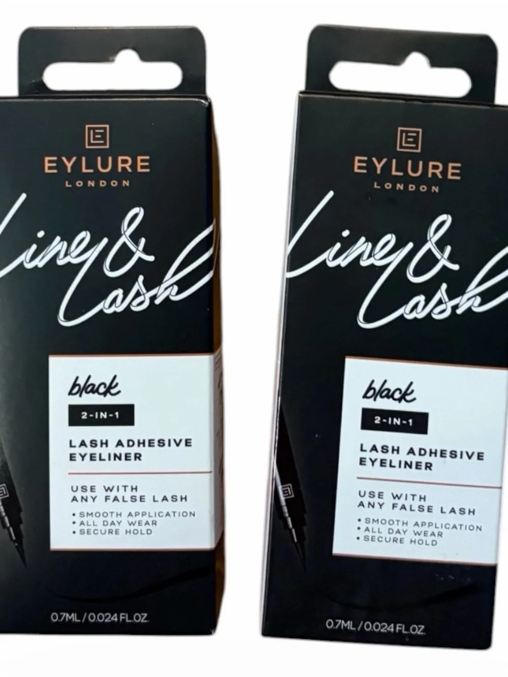 2-Pack Eylure London Black Lash Adhesive Eyeliner 2-in-1 NIB